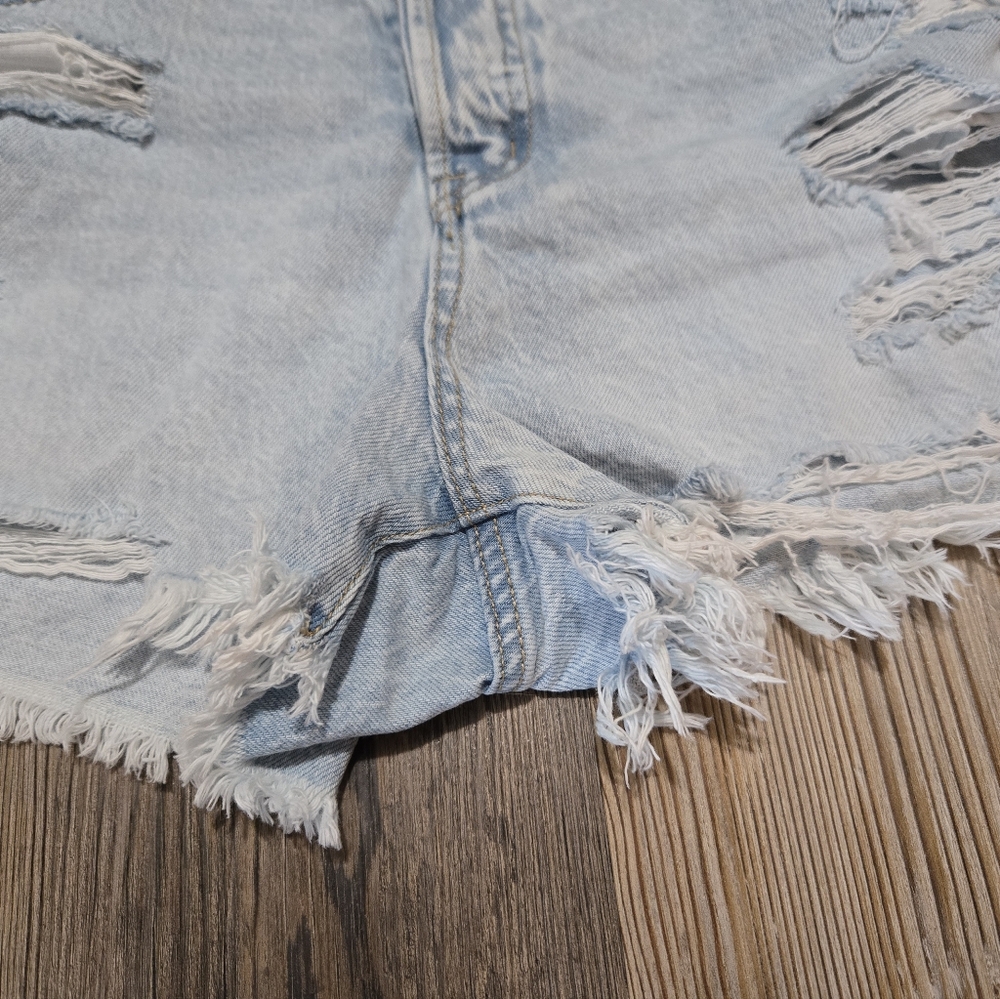 Aeropostale Blue Jean Shorts Distressed High-Waisted, Mom Short, Size 12 - Picture 6 of 16